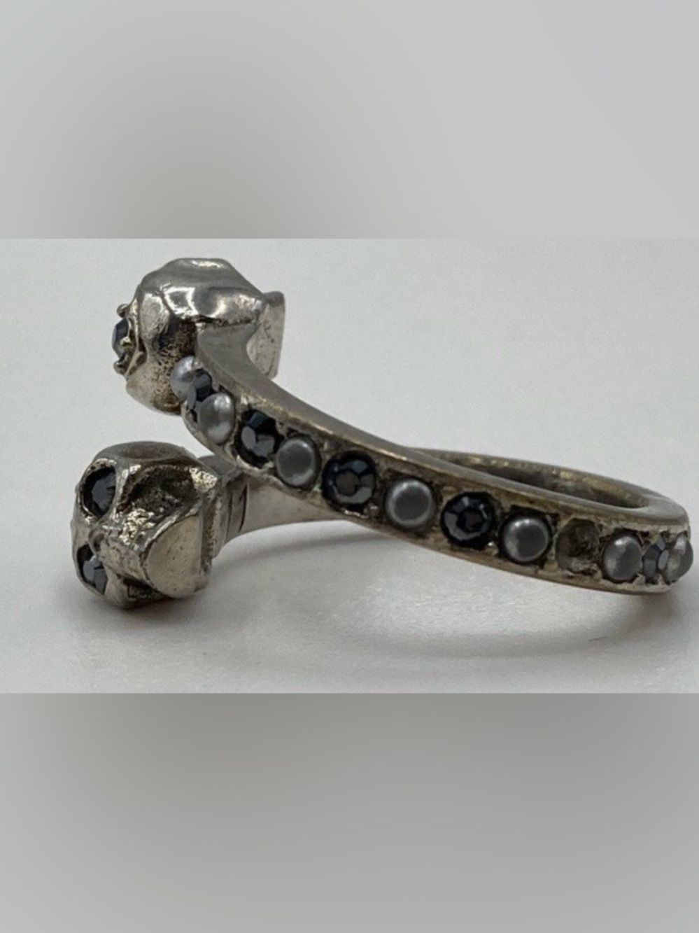 RARE Alexander McQueen 925 Sterling Silver Skull Wrap Vintage size 5.5 ring - Picture 2 of 6